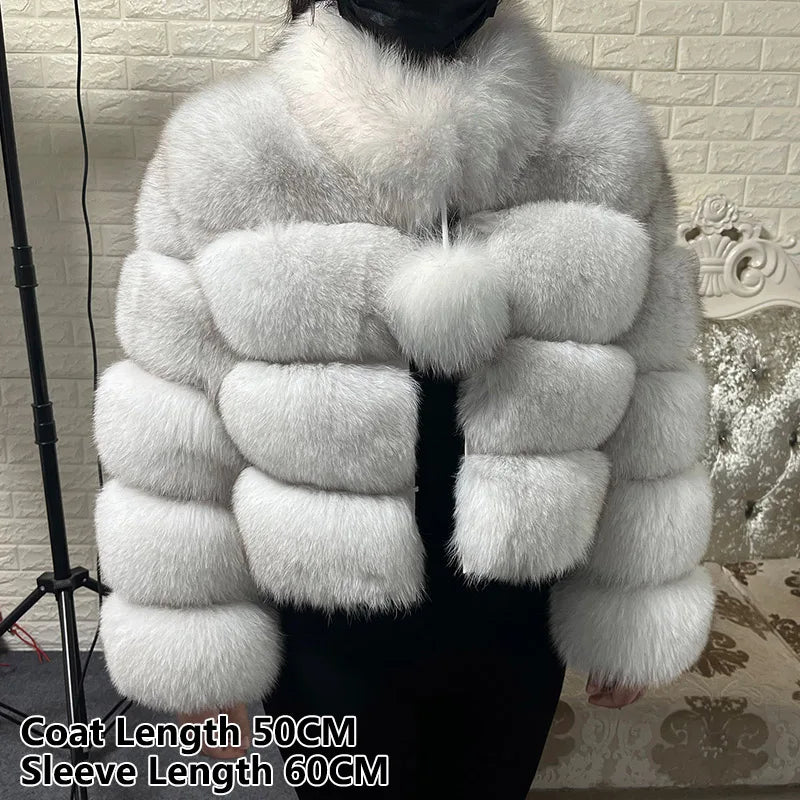 2025 MAOMAOKONG Natural Real Fox Fur Coat Women Winter Long Sleeve Luxury Raccoon Fur Jackets Thick Top Female Furry Coat Vest