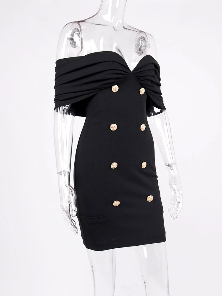 NewAsia Off the Shoulder Blazer Dress Double Breasted Anti slip Backless Ruched Low Cut Zipper Bodycon Robe Elegant Club Dresses