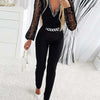 Jumpsuits Women One Piece V Neck Full Sleeve Tight High Waist Overalls Casual Sheath Long Pencil Pants Rompers Slim Fit