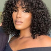 Fringe Bang Wig With Deep Wave Human Hair Water Wave Natural  Deep Curly Brazilian Hair Wigs 180% Density For Women