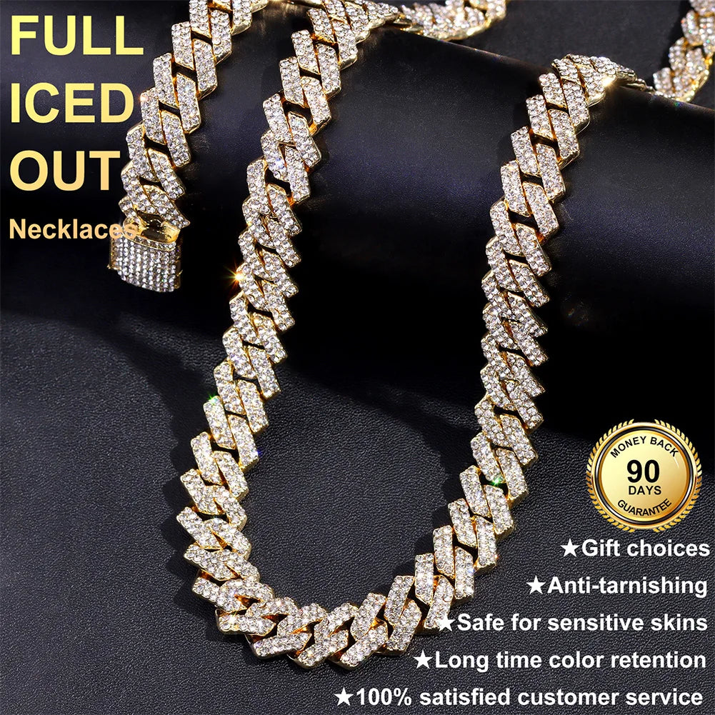 Caraquet Punk Hip Hop Cuban Link Chain Choker Necklace Iced Out Rapper Crystal Necklace Fashion Bling Rhinestone Jewelry Gift