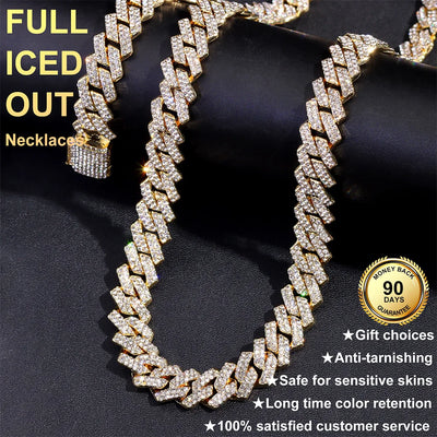 Caraquet Punk Hip Hop Cuban Link Chain Choker Necklace Iced Out Rapper Crystal Necklace Fashion Bling Rhinestone Jewelry Gift