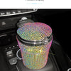 Crystal Diamond Car Ashtray Auto Portable Bling Cigarette Smokeless with LED Light Indicator Car Accessories for Women