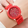 4PCs/Set Women Silicone Watch White Pink Red Black Colors Quartz Watch Set