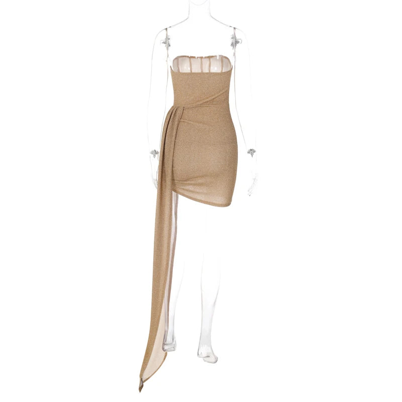 Dulzura Bling Glitter Sexy Y2K Clothes Sleeveless Backless Corset Ruched Bodycon Mini Dress For Women Club Party Elegant Outfits