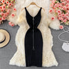 Zipple  2023 Sexy Summer Knit Strap Dress Women Tank Elatic Waist Bodycon Sundress Female Beach Split Backless Midi Dress