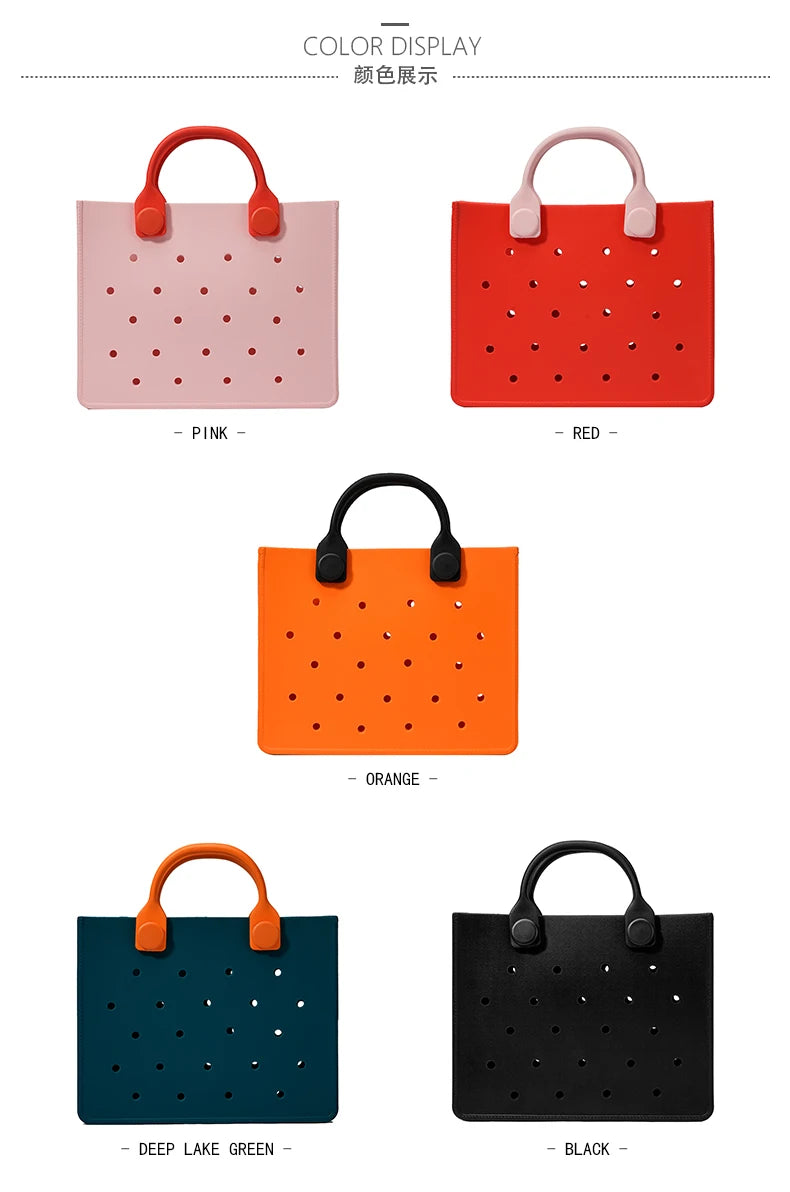 EVA Large Leather Shoulder Bag Handbag Tote Bag Storage for Women Casual Waterproof Beach Bag Hole Fit Charm Fashion Storage Bag
