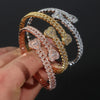 Iced Out Cuff Bangle Paved Setting Bling Cz Cubic Zirconia Wrist Cuban Chain Link Bracelets Fashion Hip Hop Jewelry for Women