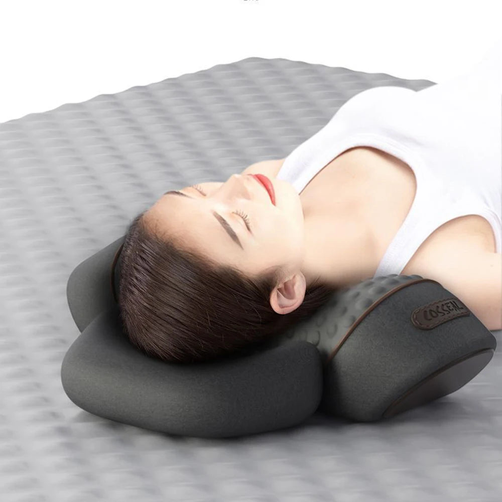 Neck Massager Pillow Cervical Orthopedic Pillow Lifting Traction Relax Hot Compress Vibration Massage Neck Pain Relief