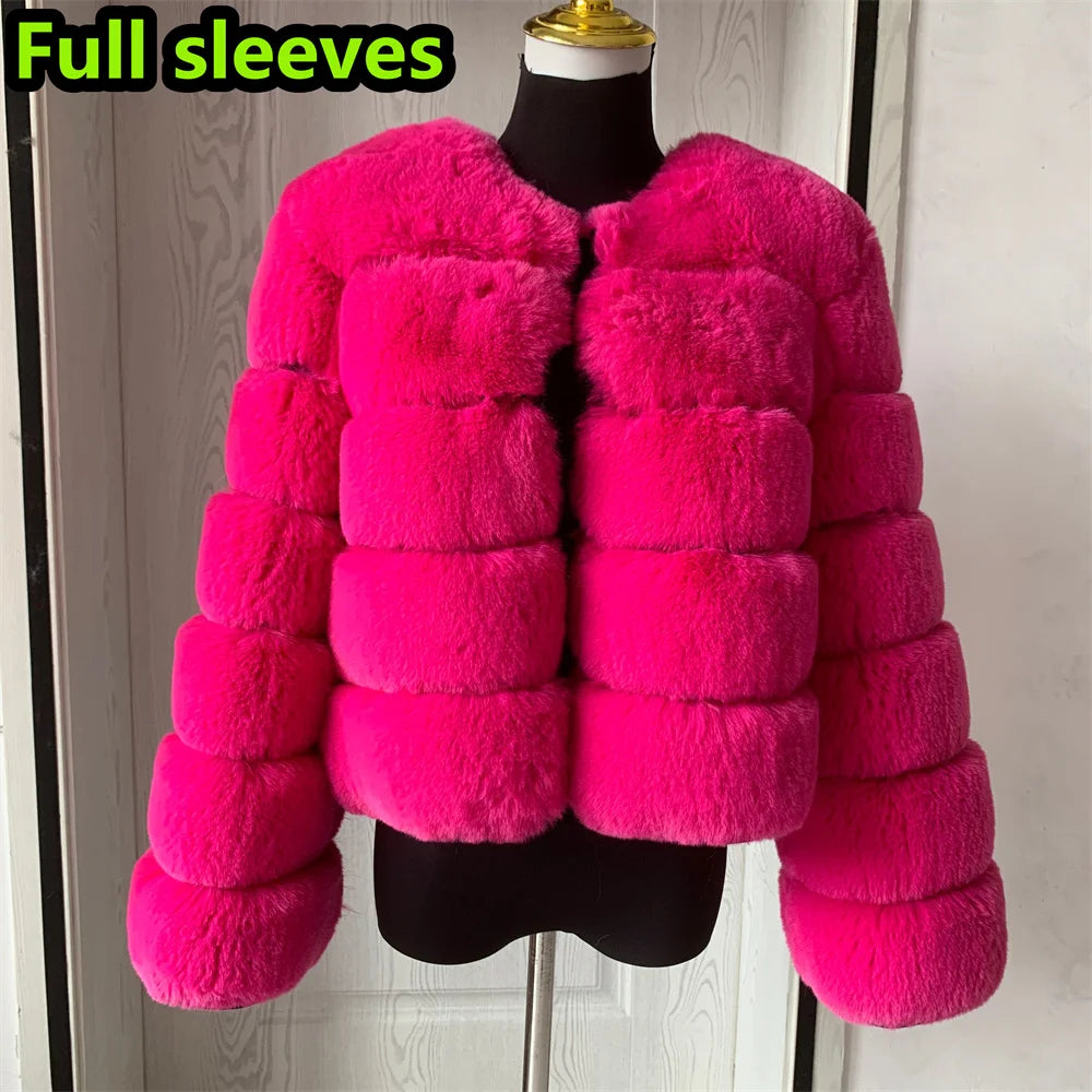 Damenmode Kunstpelzmantel superheiß Herbst Winter Damen kurze Kunstfuchsjacke flauschig hohe Qualität 7XL Damen Pelzmäntel