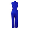 Elegant Jumpsuits & Rompers for Woman 2024 New Turn Down Collar Sleeveless High Waisted V Neck Straight Female Birthday Overalls