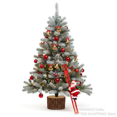 Electric Climbing Ladder Santa Claus Doll with Music, Christmas Tree Hanging Decorations, Christmas Decoration, Kids Xmas Gifts