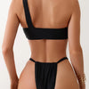 Bikini Set Women Sexy Sleeveless One Shoulder Swimsuit Two-Piece Swimwear 2025 Summer New Fashion Solid Color Bathing Beachwear