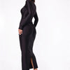 Mozision Hollow Out Long Sleeve Sexy Maxi Dress For Women Gown Autumn Winter New Metal Buckle Ruched Slit Long Dress Elegant