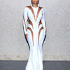 Weird Puss Mesh Patchwork Women Dress 2023 New Autumn Elegant Long Sleeve O-Neck Maxi Bodycon Skinny Stretch Clubwear Vestidos