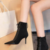 BIGTREE Shoes Cross Straps Sexy Women Boots Pointed Toe Stiletto High-heel Boots 2025 New Women's Ankle Boots Plus Size 42 43