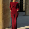 Tossy Female Pleated Sexy Maxi Dress Patchwork Twist Slim Long Sleeve Solid Y2k Autumn Streetwear Dress Women's Bodycon Dress