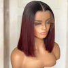 1B/99J Burgundy Short Straight Bob Human Hair Wigs Brazilian Lace Front Human Hair Wigs Pre Plucked T Part Lace Wigs Remy Hair