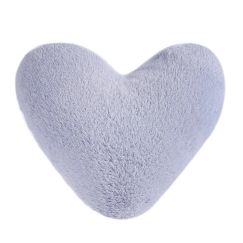 Faux Rabbit Fur Heart Pillow Decorative Pillows Plush Love Heart Shaped Fluffy Throw Pillow Cushion Valentine's Day Gifts 12/17"