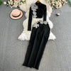 Faionable Diamond Embellied Wrap Skirt Set ort Top Long Dr Slimming High Collar Long Sve Zipper Two Piece Set