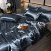 Nordic Satin Silk Bedding Set with Duvet Cover Bed Sheet Pillowcases Luxury Solid Single Double Couple Pillow Case Bedsheet