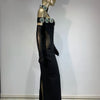 Summer Bandage Dress 2024 Women Celebrity Sexy Diamonds Crystal Black Maxi Long Bodycon Elegant Evening Club Party Dress