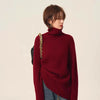Turtleneck 100% cashmere sweater women loose thickening age reduction niche vintage red crewneck sweater women long sleeves