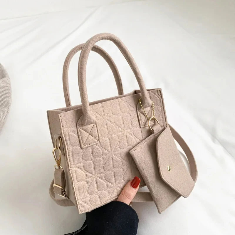 New Zipper Messenger Bag Solid Color Felt Women Shoulder Bag Luxury Designer Handbag Casual Crossbody Bags for Women