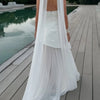 TARUXY Fashion Strapless Dress With Ribbon Female Elegant Sleeveless Mesh Beach Vacation Long Dress 2025 Spring New Women Dress