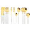24Pcs Black Handle Golden Cutlery Set Stainless Steel Knife Fork Spoon Tableware Flatware Set Festival Kitchen Dinnerware Gift