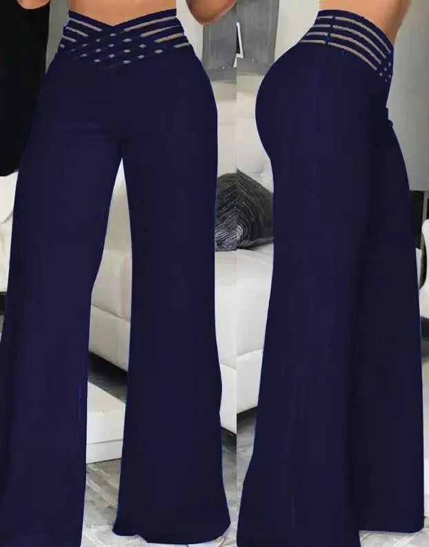 Spring Autumn Elegant High Waist Wide Leg Pants For Women Fashion Loose Long Pant Casual Office Solid Women Clothes New Pant