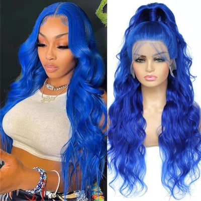 13x4 13x6 4x4 Blue Colored Lace Front Wigs For Black Women Brazilian Transparent Lace Frontal Wigs Human Hair Pre Plucked