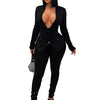New Full Sleeve V-neck Skinny Pencil Pants Women Jumpsuits Rhinestone Birthday Rompers One Piece Night Club Evening Outfits 2025