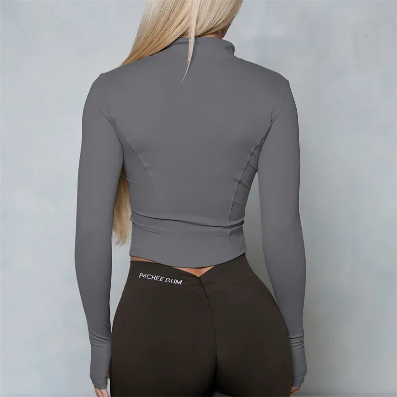 Women BUM New Sculpting Jacket Running Elasticity Yoga Jacket Slim Top Coat Women's Sports Jacket Gym Long Sleeves Women Zipper