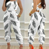 New Summer Fashion Printed Sleeveless Jumpsuit Sexy Hollow Backless Lace Up Long Jumpsuits Elegant Casual Jumpsuit With Pocket
