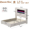 Bed Frame with Fireplace,Wingback Platform Bed Frame with 60.4“ Extra Tall Headboard,Corduroy Upholstered Bed Frame Wooden Slats