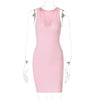 Sexy Deep U Neck Wrap Chest Slim Bodycon Dress Women Sleeveless Solid Color Skinny Dress Elegant Club Party Vestidos