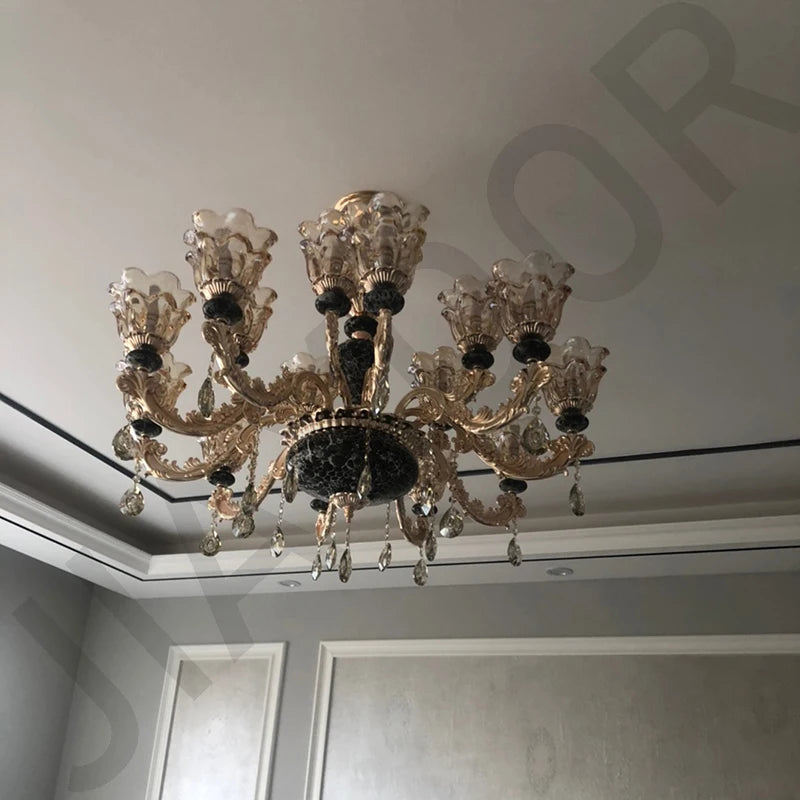 Chandelier Living Room Grand Luxury Crystal Lamp Dining Room Bedroom Decoration French Retro Chandelier Lighting Fixtures