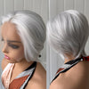 RDY Pixie Cut Short Bob Wig Silver Grey Synthetic Lace Front Wig Gluless Layered Straight Hair Frontal Lace Wigs for Women Daily