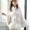 Japanese Liz Sweet Princess Faux Rabbit Fur Cape Coat Women Autumn Winter Fur Jacket Loose Clock Rhinestone Bow Hooded Coat