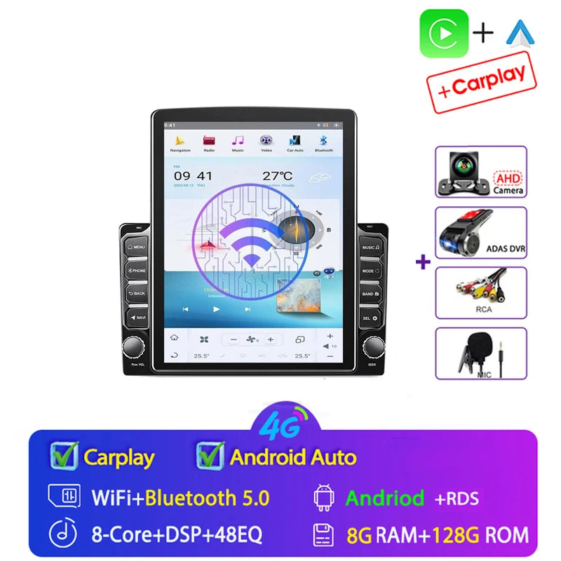 For Tesla Style 2 Din Android 14 Car Radio For Nissan Hyundai Kia Toyota Multimedia Video Player Navi Stereo Carplay Mirror link