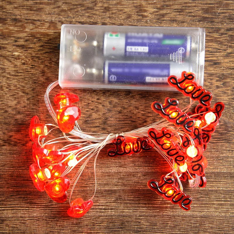 2M 20LED Love Heart String Lights Valentines Day Romantic Decoration Fairy Lights Garland For Wedding Home Decor Valentines Gift