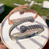 Iced Out Cuff Bangle Paved Setting Bling Cz Cubic Zirconia Wrist Cuban Chain Link Bracelets Fashion Hip Hop Jewelry for Women