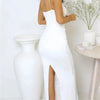 Sexy Women Long Dress Ruched Sleeveless Slim Solid Summer Party Back Split Dress Clubwear Female Vestido Outfits
