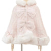 Japanese Liz Sweet Princess Faux Rabbit Fur Cape Coat Women Autumn Winter Fur Jacket Loose Clock Rhinestone Bow Hooded Coat