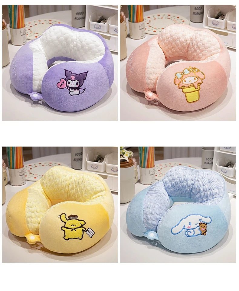 Lovely Kuromi My Melody U-shaped Neck Pillow Kawaii Japanese Style Cinnamoroll Travel Nap Pillow Skin Friendly Thickened Girl