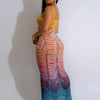 New Gradient Rhinestone Tie Dye Print Halter Mermaid Long Dresses Women Backless Sleeveless Slim Birthday Party Prom Vestidos