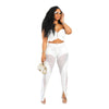 Fashion Women's Set Tunic Crop Top and Flare Slit Hem Mesh Patchwork Pants 2024 Street Two 2 Piece Sets Outfit Tracksuit