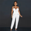 Spaghetti Strap Deep V Neck Sexy Women Straight Jumpsuits Rompers 2023 Rhinestone Big Bowknot Party Jumpsuit Birthday Outfits