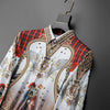 Fashion Men's Luxury Retro Print Shirt Crown Diamond Casual Social Shirt Long Sleeve Slim Fit Business Party Dress Shirt XS-6XL